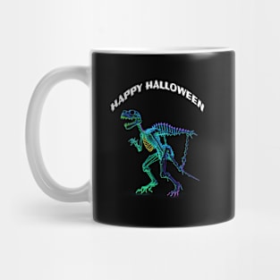 A Colorful Holographic  Dinosaur Skeleton in halloween Mug